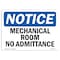 Signmission OSHA Notice Sign, 7" Height, 10" Width, Rigid Plastic, Mechanical Room No Admittance Sign, Landscape OS-NS-P-710-L-14174 - alternate 1